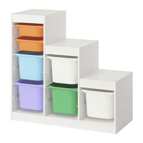 TROFAST - 收納組合附收納盒, 白色 白色/彩色, 99x44x95 公分 | IKEA 線上購物 - PE952732_S4