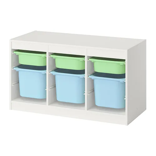 TROFAST - storage combination with boxes, white light green/light blue, 99x44x56 cm | IKEA Taiwan Online - PE952630_S4