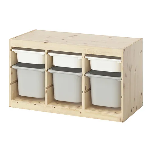 TROFAST - 收納組合附收納盒, 染白松木 白色/灰色, 93x44x53 公分 | IKEA 線上購物 - PE952633_S4