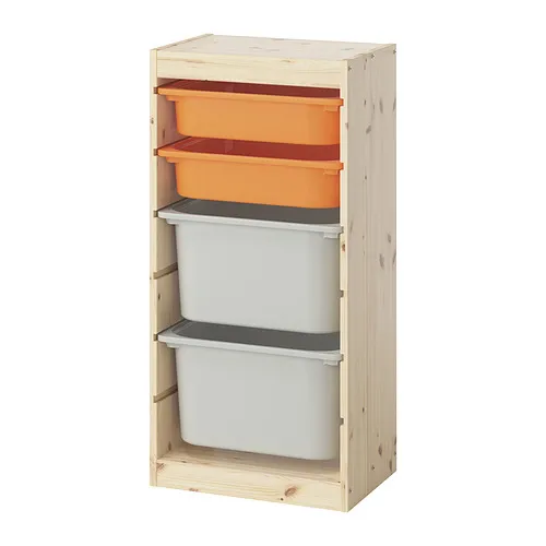 TROFAST - storage combination with boxes, light white stained pine light orange/grey, 44x30x91 cm | IKEA Taiwan Online - PE952736_S4