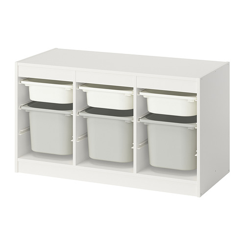 TROFAST - storage combination with boxes, white white/grey, 99x44x56 cm | IKEA Taiwan Online - PE952763_S4