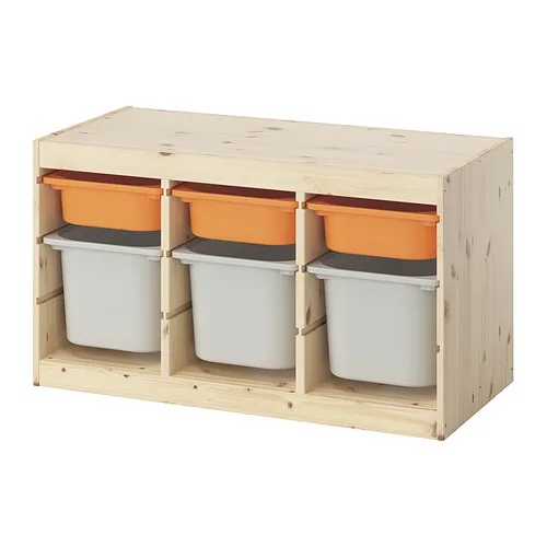 TROFAST - storage combination with boxes, light white stained pine light orange/grey, 93x44x53 cm | IKEA Taiwan Online - PE952764_S4
