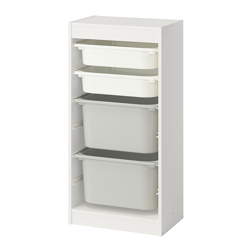 TROFAST - storage combination with boxes, white white/grey, 46x30x95 cm | IKEA Taiwan Online - PE952765_S4