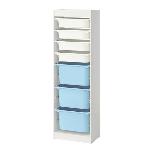 TROFAST - 收納組合附收納盒, 白色 白色/淺藍色, 46x30x146 公分 | IKEA 線上購物 - PE952699_S4