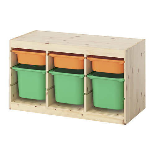 TROFAST - storage combination with boxes, light white stained pine light orange/bright green, 93x44x53 cm | IKEA Taiwan Online - PE952804_S4