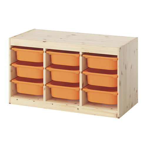 TROFAST - storage combination with boxes, light white stained pine/light orange, 93x44x53 cm | IKEA Taiwan Online - PE952722_S4
