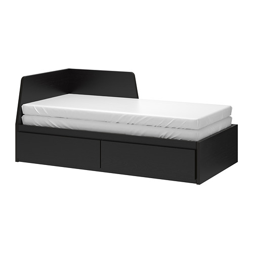 FLEKKE - day-bed w 2 drawers/2 mattresses, black-brown/Åsvang firm | IKEA Taiwan Online - PE708889_S4