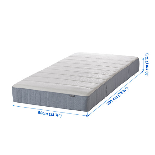 VESTERÖY - 單人獨立筒彈簧床墊, 高硬度/淺藍色 | IKEA 線上購物 - PE803581_S4