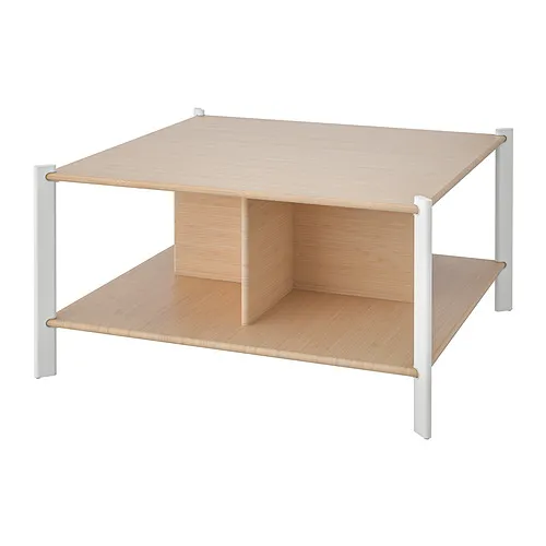JÄTTESTA - coffee table, white/light bamboo, 80x80 cm | IKEA Taiwan Online - PE886379_S4