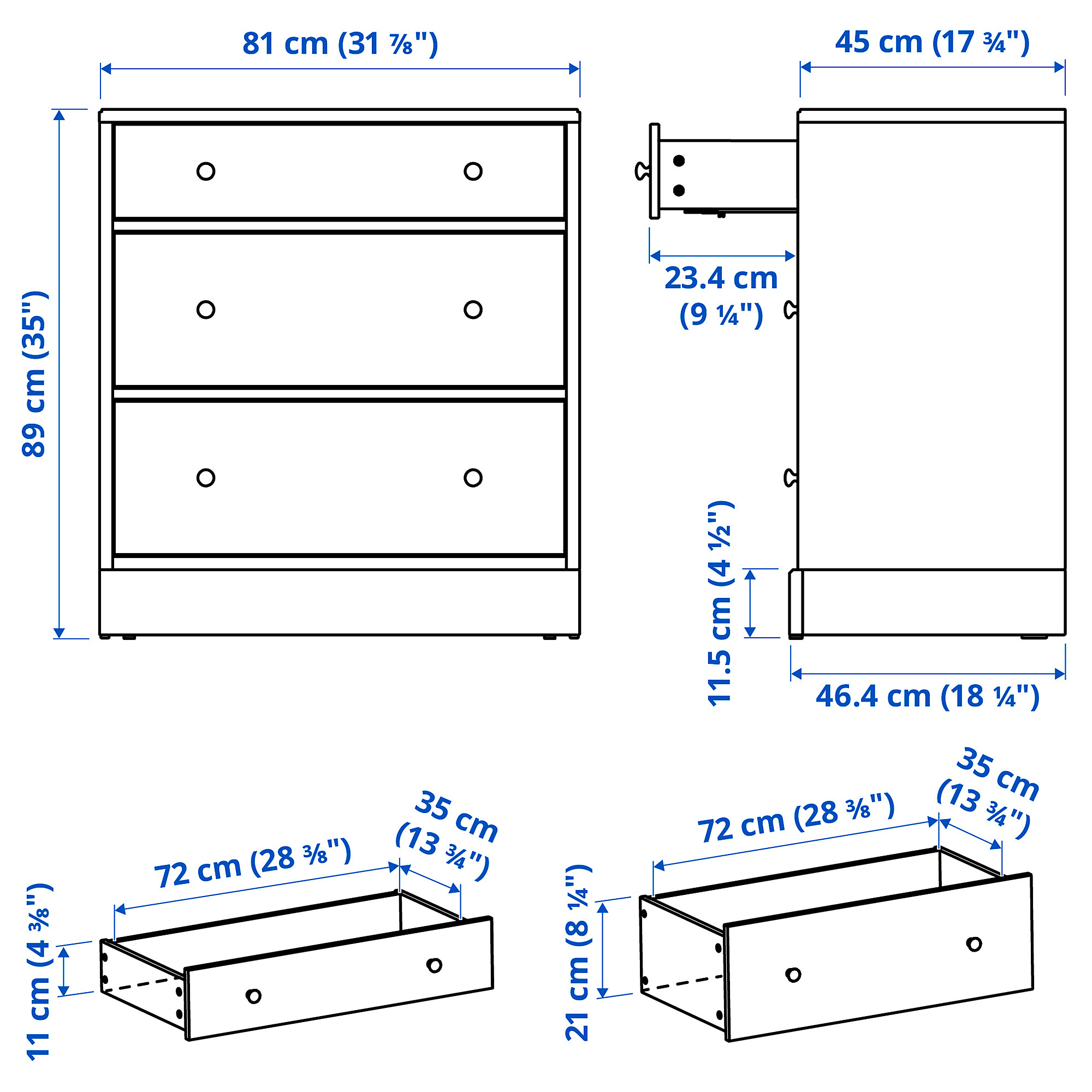 HAVSTA chest of 3 drawers