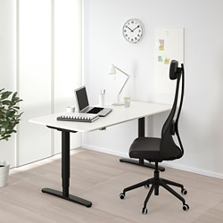 BEKANT - 電動升降式工作桌, 黑色/實木貼皮 梣木/白色 | IKEA 線上購物 - PE739662_S3