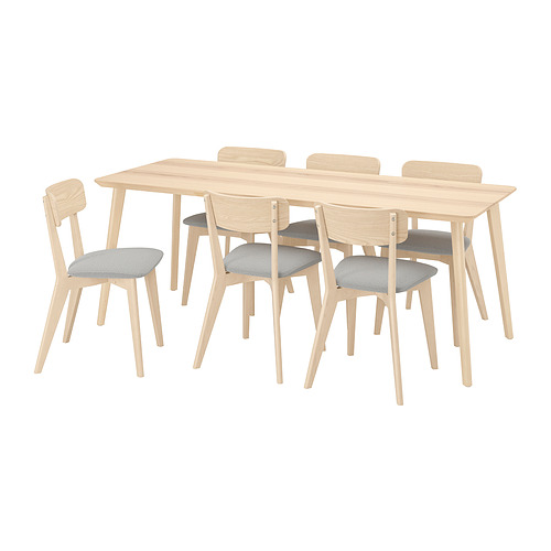LISABO/LISABO - 餐桌附6張餐椅, 梣木/Tallmyra 白色/黑色, 200x78 公分 | IKEA 線上購物 - PE924442_S4