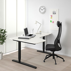 BEKANT - corner desk left sit/stand, white stained oak veneer/black | IKEA Taiwan Online - PE739682_S3