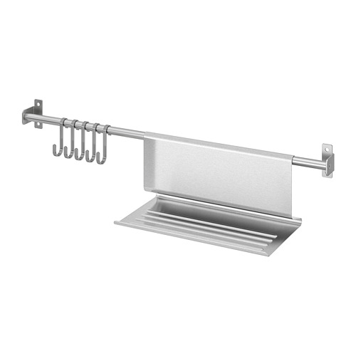 KUNGSFORS - rail with 5 hooks and tablet stand, stainless steel, 56 cm | IKEA Taiwan Online - PE748360_S4