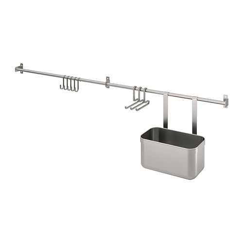 KUNGSFORS - 壁掛桿附掛鉤/收納筒, 不鏽鋼 | IKEA 線上購物 - PE748363_S4