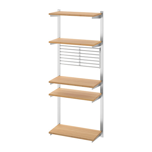 KUNGSFORS - suspension rail with shelf/wll grid, stainless steel/bamboo | IKEA Taiwan Online - PE748365_S4