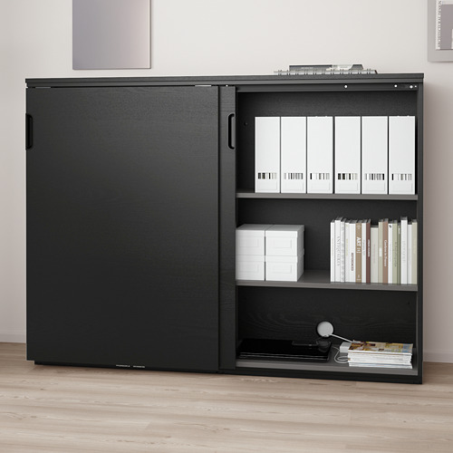 GALANT - cabinet with sliding doors, black stained ash veneer | IKEA Taiwan Online - PE709829_S4