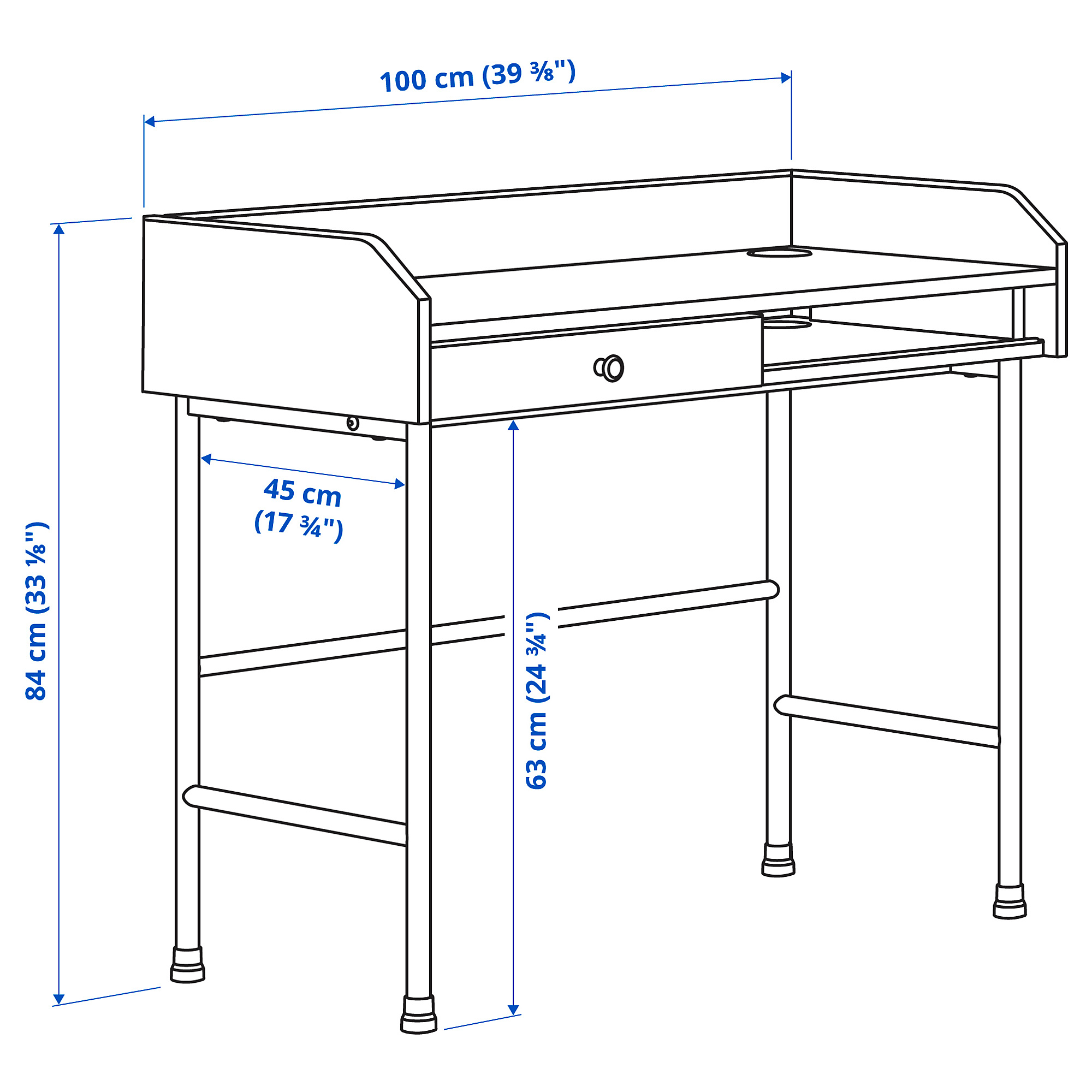 HAUGA/BLECKBERGET desk and storage combination