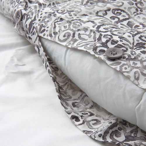 ÄNGSKLOCKA - duvet cover and pillowcase, white/grey | IKEA Taiwan Online - PE804021_S4