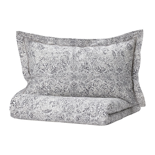 ÄNGSKLOCKA - duvet cover and pillowcase, white/grey | IKEA Taiwan Online - PE804020_S4
