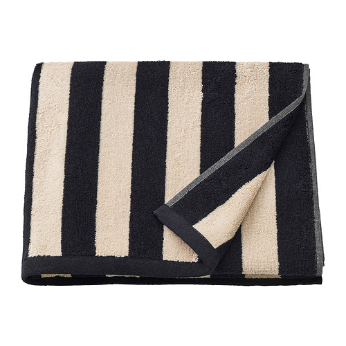 SLÅNHÖSTMAL - bath towel, black/light beige striped, 70x140 cm | IKEA Taiwan Online - PE924773_S4
