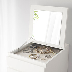 MALM - chest of 6 drawers, white stained oak veneer/mirror glass | IKEA Taiwan Online - PE621350_S3
