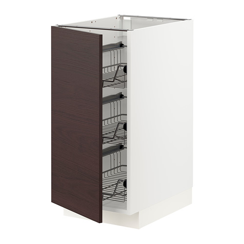 METOD - 底櫃附網籃, 白色 Askersund/深棕色 梣木紋 | IKEA 線上購物 - PE780775_S4