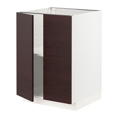 METOD - base cabinet with shelves/2 doors, white Askersund/dark brown ash effect | IKEA Taiwan Online - PE780794_S4