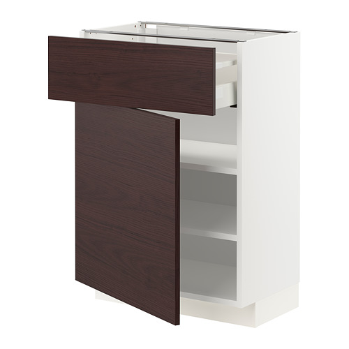 METOD/MAXIMERA - base cabinet with drawer/door, white Askersund/dark brown ash effect | IKEA Taiwan Online - PE780765_S4