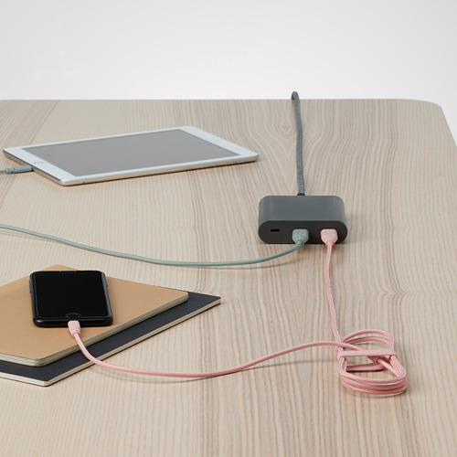 LILLHULT - USB Type A轉Lightning傳輸線, 布質/淺粉紅色 | IKEA 線上購物 - PE804523_S4