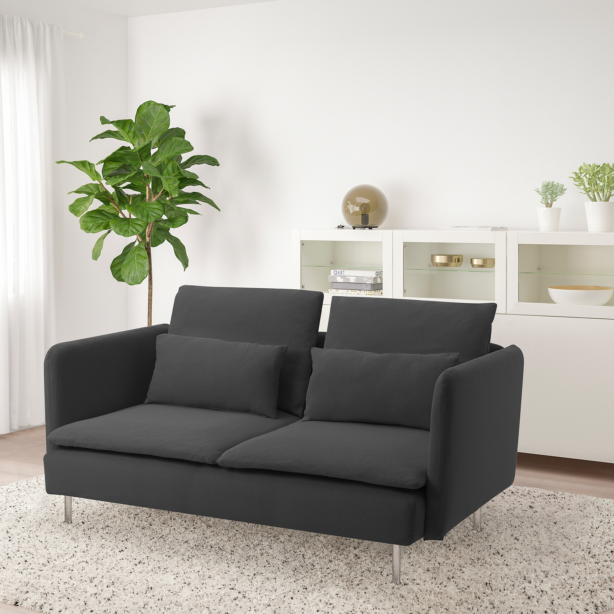SÖDERHAMN - compact 3-seat sofa, Fridtuna dark grey, 157x90x39 cm