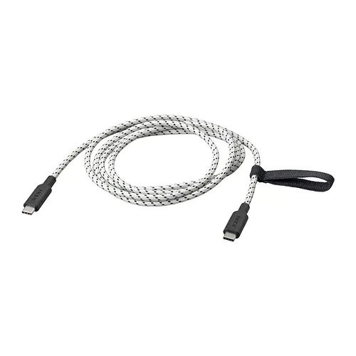 RUNDHULT - USB-C轉USB-C, 黑色/白色, 1.5 公尺/100 瓦特 | IKEA 線上購物 - PE924939_S4