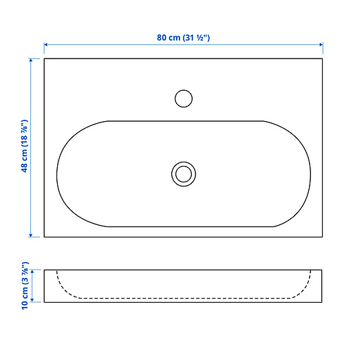 BRÅVIKEN - single wash-basin, white | IKEA Taiwan Online - PE848328_S4