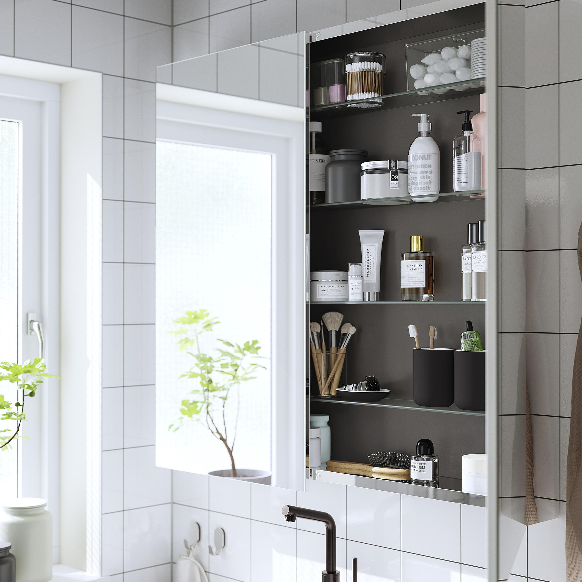 LETTAN mirror cabinet with doors
