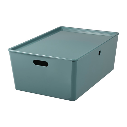 KUGGIS - storage box with lid, turquoise | IKEA Taiwan Online - PE804731_S4