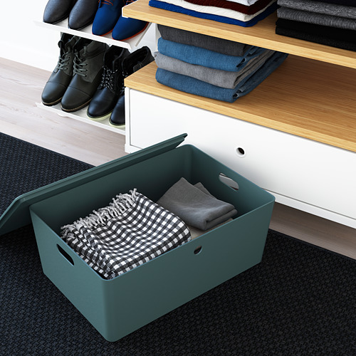 KUGGIS - storage box with lid, turquoise | IKEA Taiwan Online - PE804734_S4