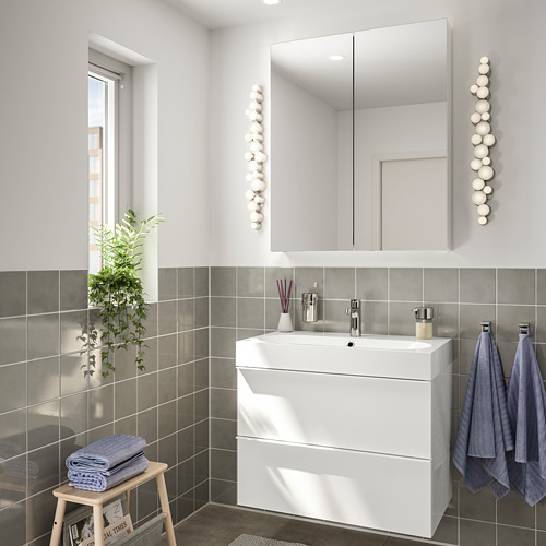 GODMORGON/BRÅVIKEN - bathroom furniture, set of 4, high-gloss white/Brogrund tap | IKEA Taiwan Online - PE748904_S4