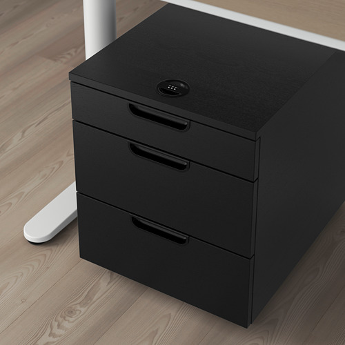 GALANT - 附輪腳抽屜櫃, 黑色/實木貼皮 梣木 | IKEA 線上購物 - PE709398_S4
