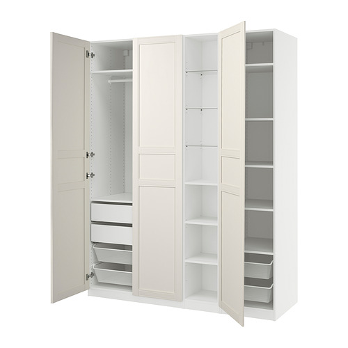 PAX/FLISBERGET - 衣櫃/衣櫥組合，白色/淺乳白色，185x60x236 公分 | IKEA 線上購物 - E1024455_S4