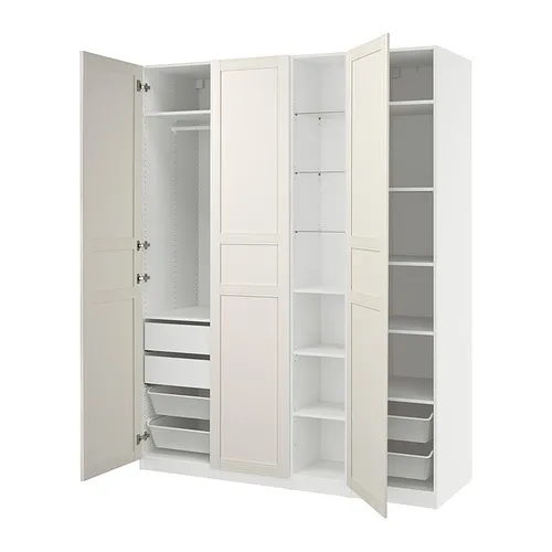PAX/FLISBERGET - 衣櫃/衣櫥組合，白色/淺乳白色，185x60x236 公分 | IKEA 線上購物 - E1024455_S4