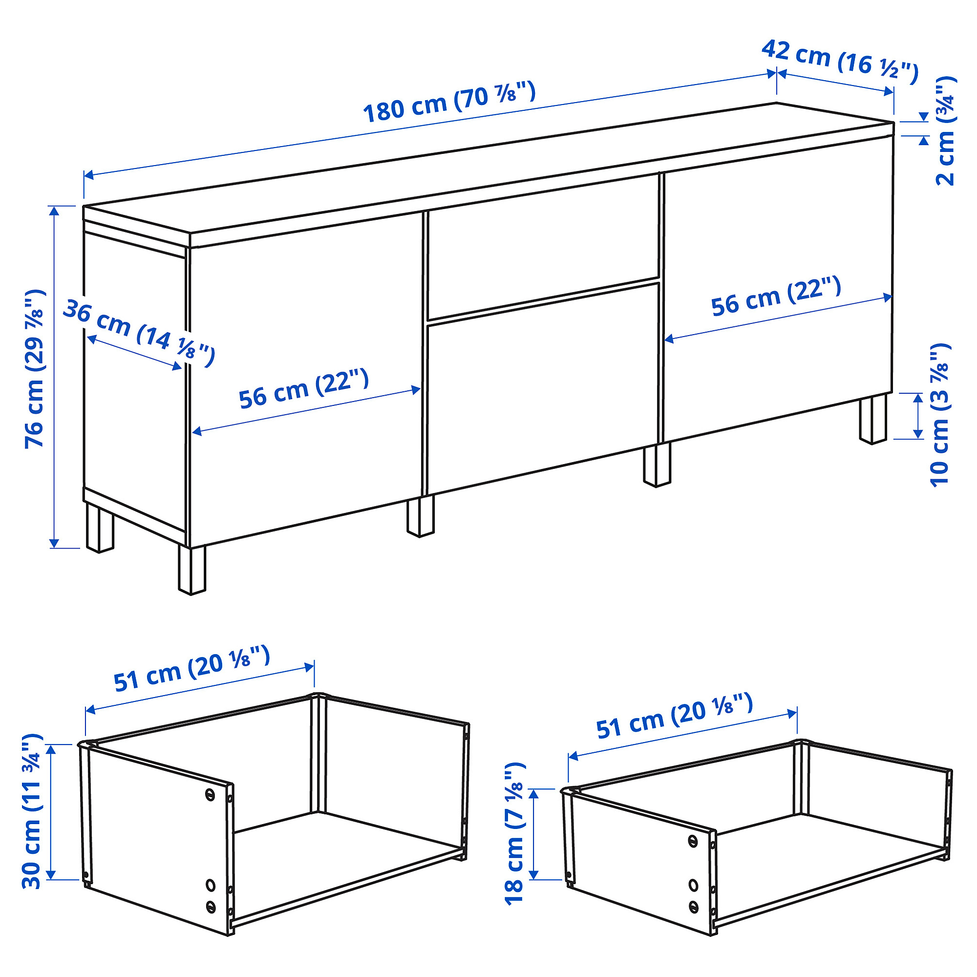 BESTÅ storage combination with drawers