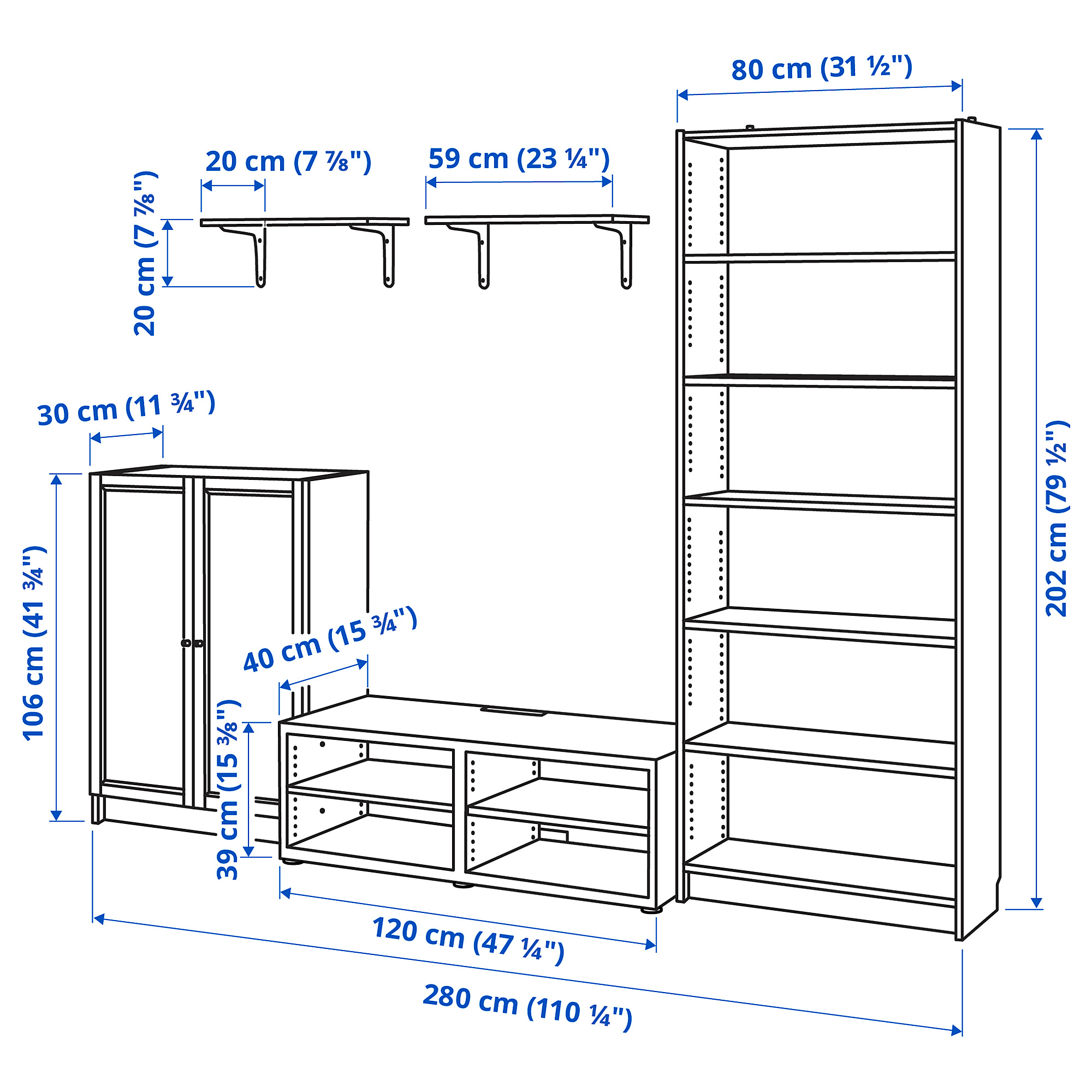 BILLY/BESTÅ TV storage combination