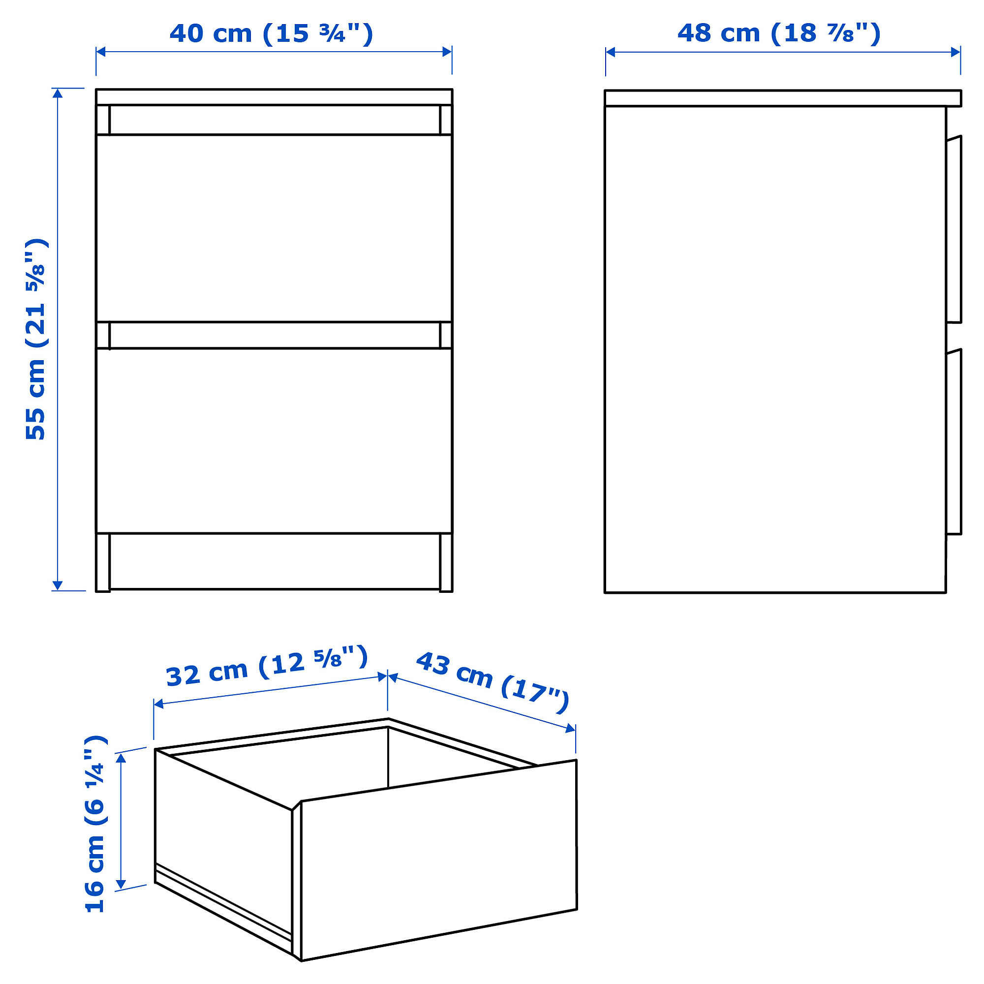 MALM bedroom furniture, set of 3