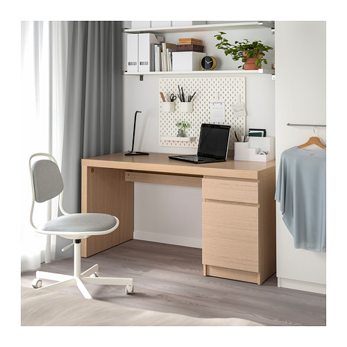 MALM - 書桌/工作桌, 實木貼皮, 染白橡木 | IKEA 線上購物 - PE709626_S4