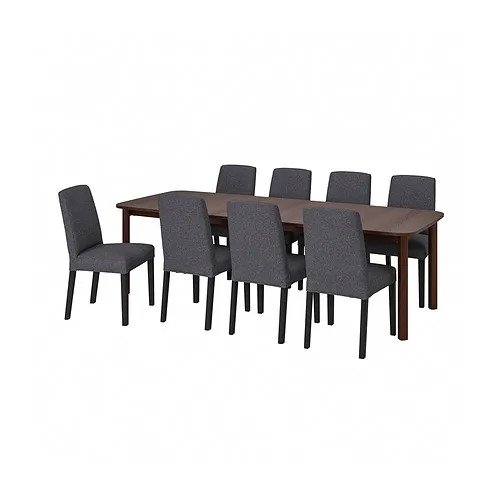 STRANDTORP/BERGMUND - table and 8 chairs, brown/Gunnared medium grey, 150/205/260 cm | IKEA Taiwan Online - PE848772_S4