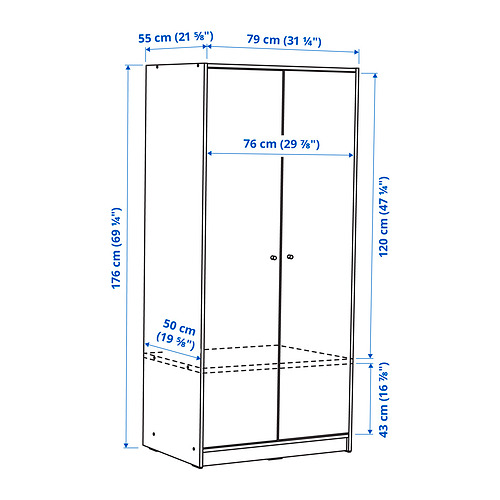 KLEPPSTAD wardrobe with 2 doors