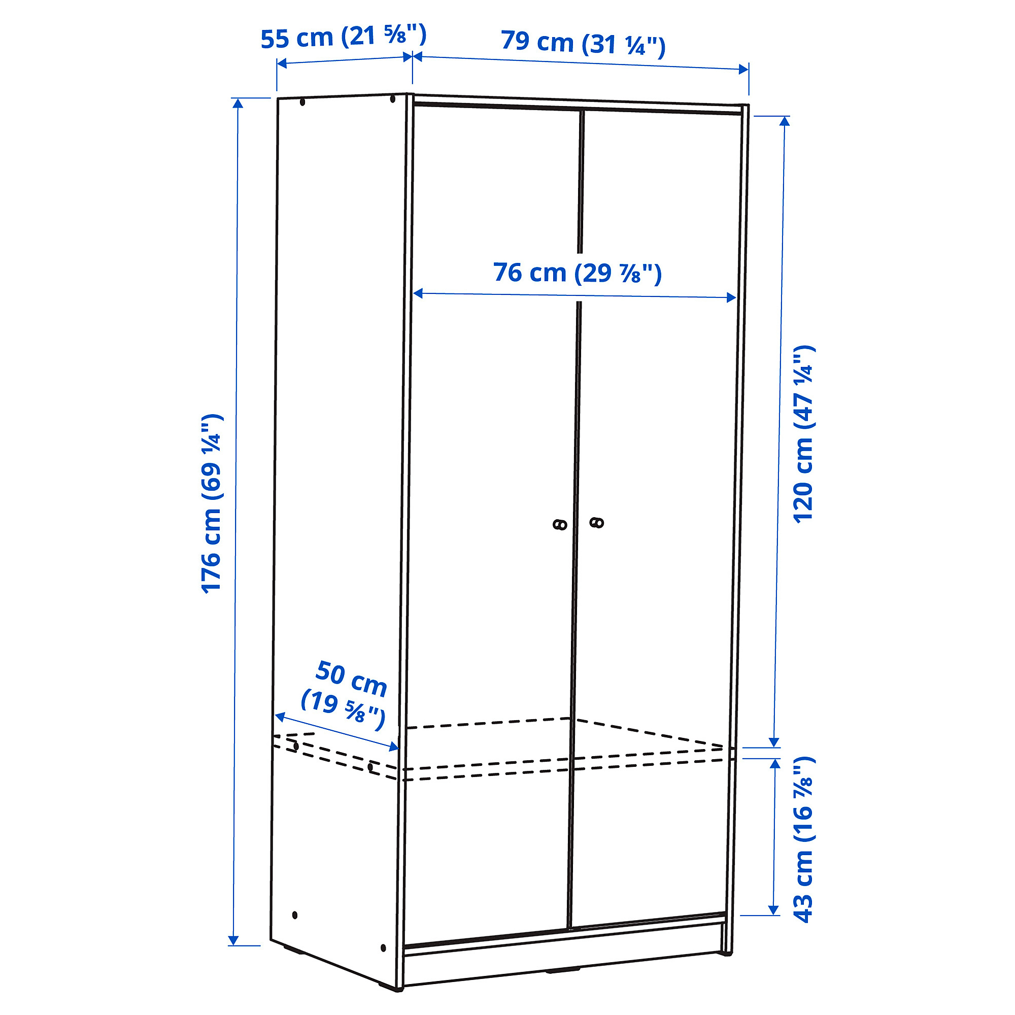 KLEPPSTAD wardrobe with 2 doors