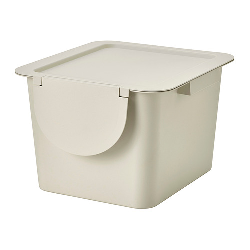 TRÖSKNING - bin with lid, light beige, 12 l | IKEA Taiwan Online - PE992634_S4