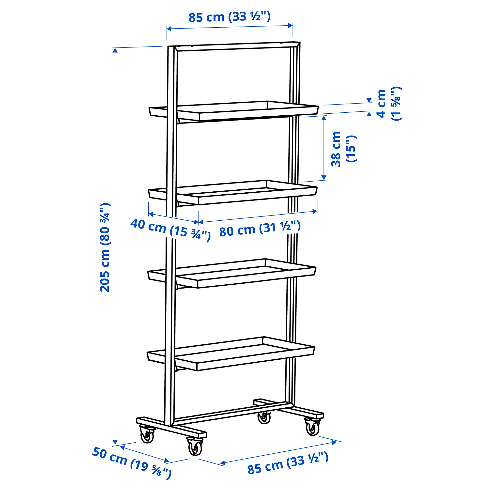 MITTZON frame with castors/display shelf