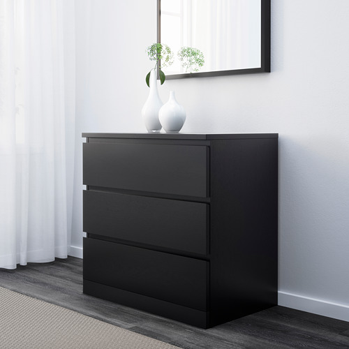 MALM - 抽屜櫃/3抽, 黑棕色 | IKEA 線上購物 - PE624252_S4